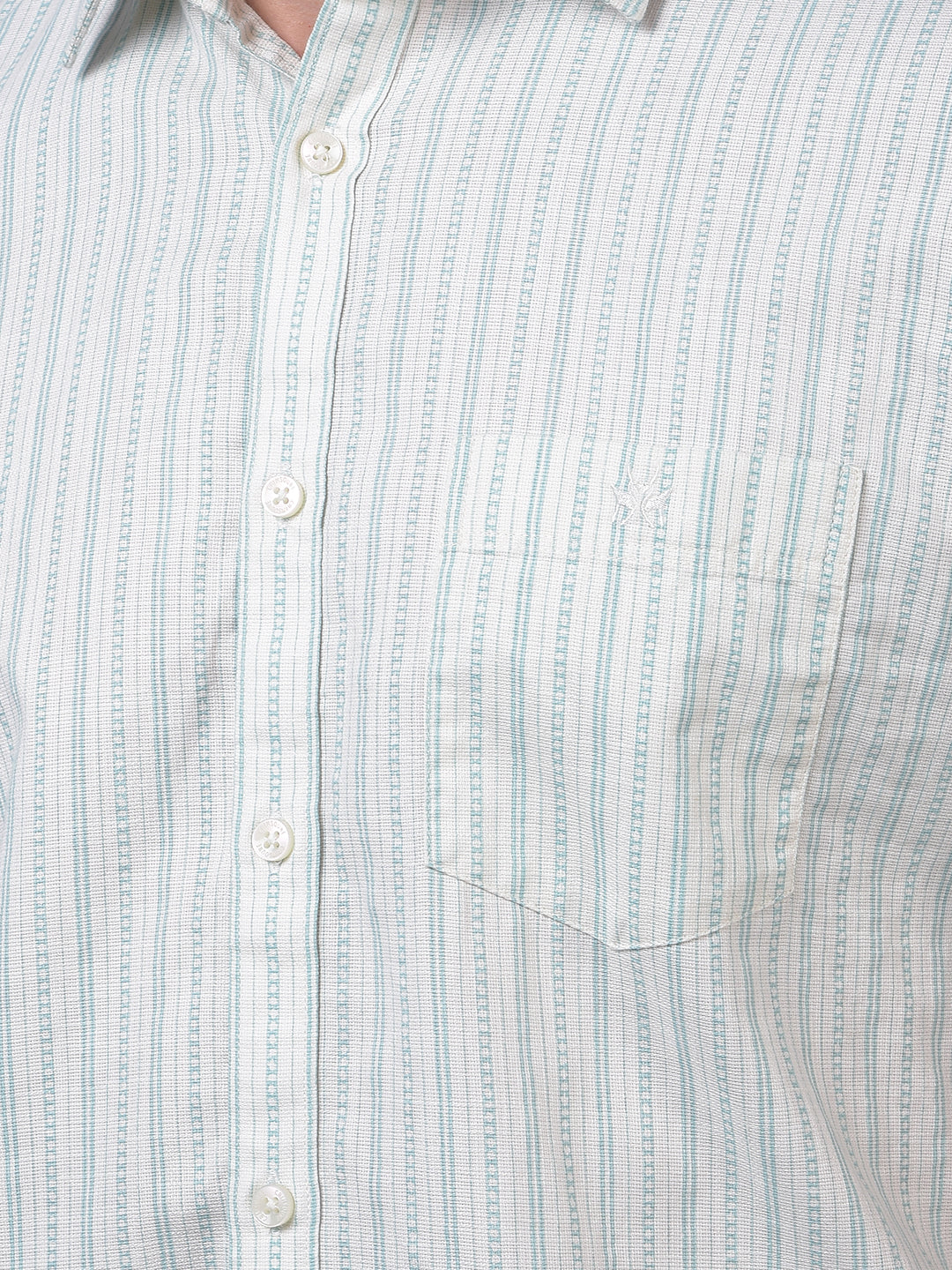 Green Vertical Stripes 100% Cotton Shirt