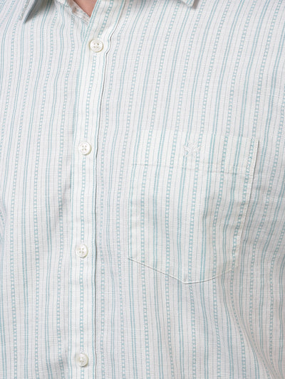 Green Vertical Stripes 100% Cotton Shirt