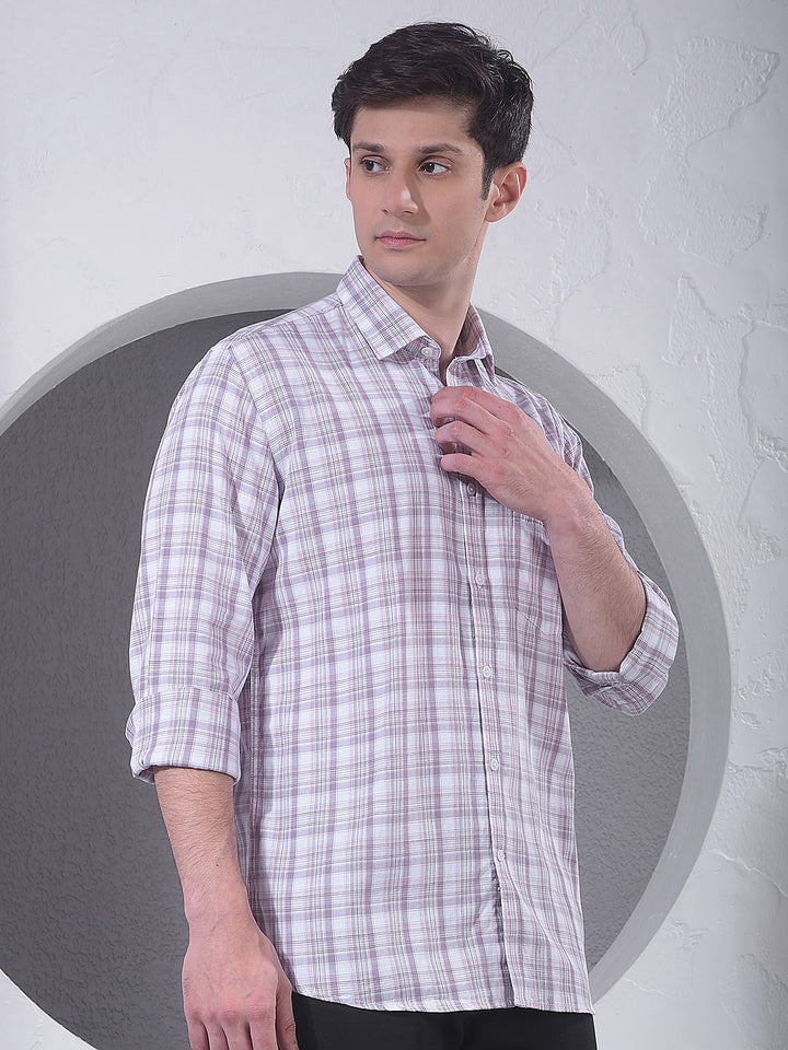 Purple Checked 100% Cotton Shirt