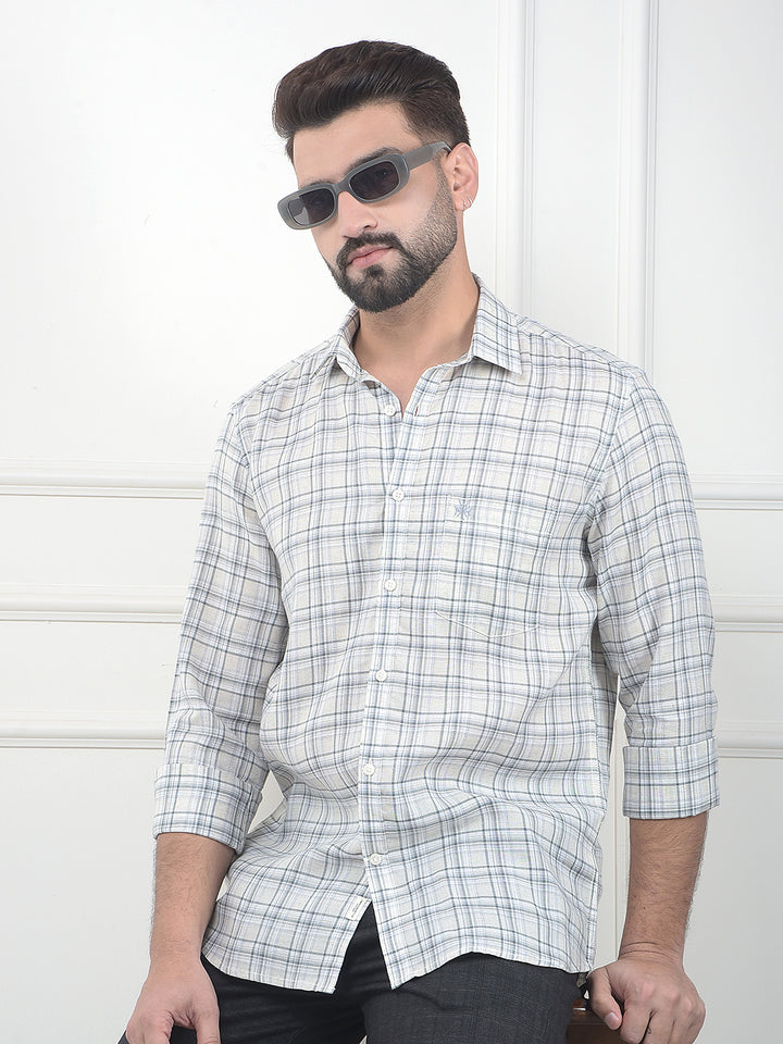 Cinereous Grey Checked Linen Shirt