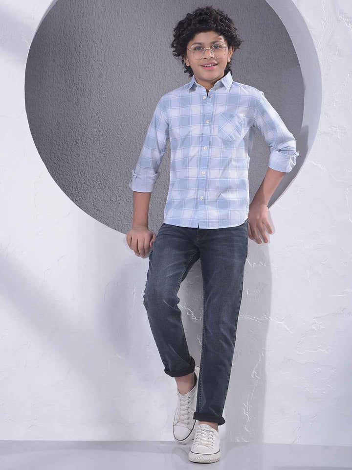 Blue Checked 100% Cotton Shirt