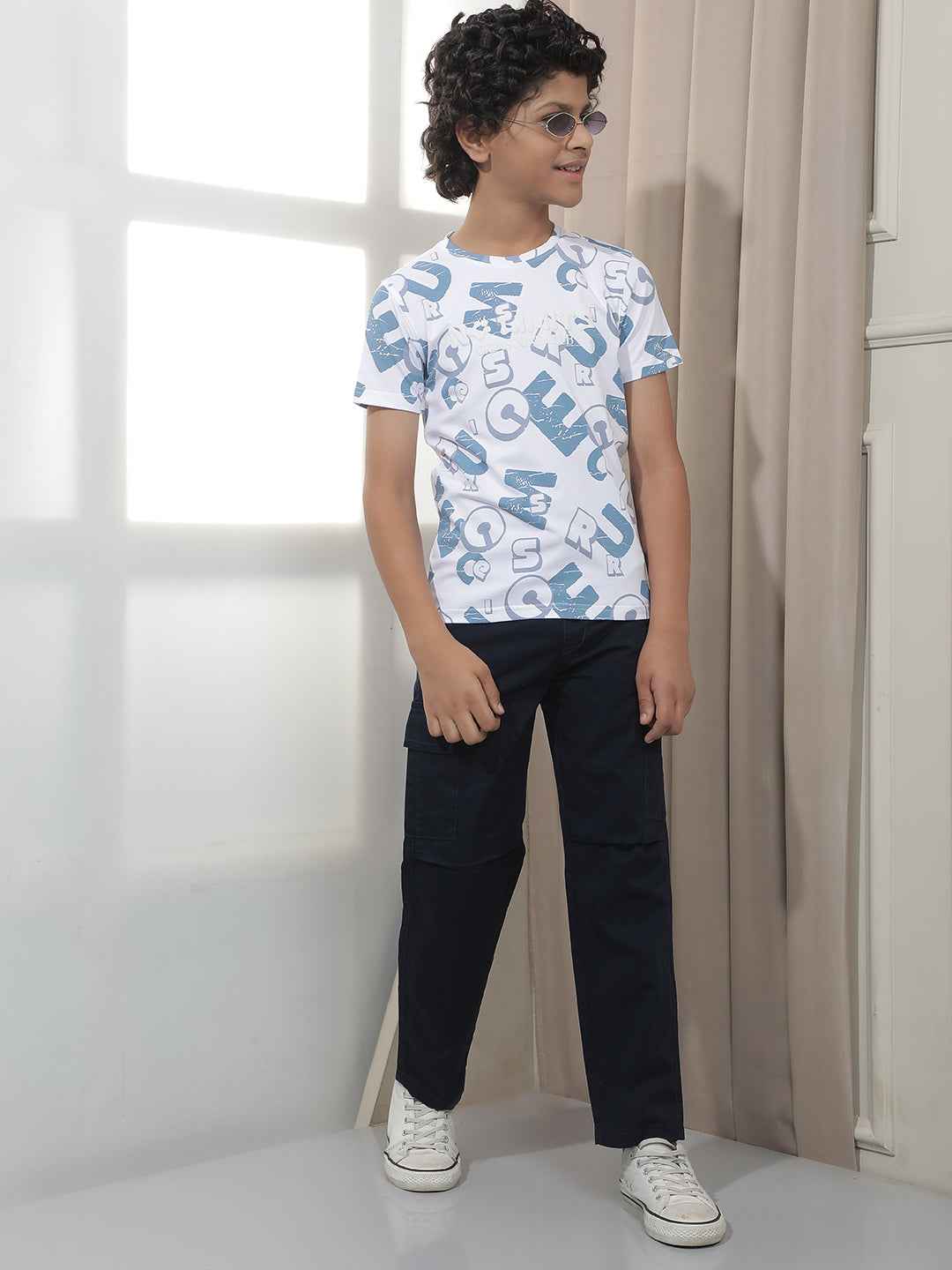 Navy Blue 100% Cotton Cargo Trousers