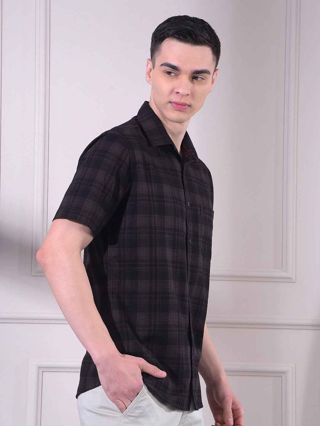 Wine 100% Cotton Checked Shirt