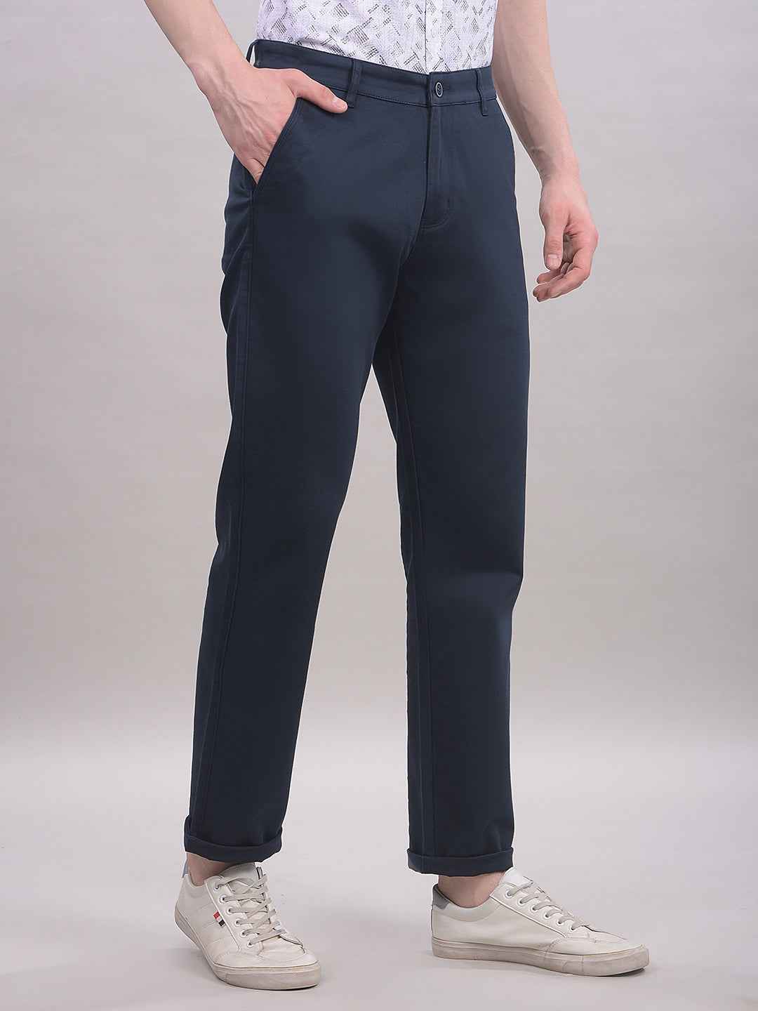 Navy Blue Straight Trousers
