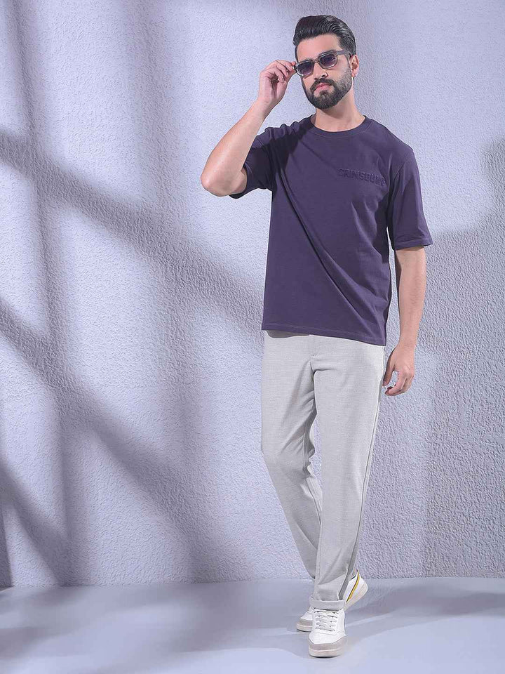 Purple 100% Cotton Oversize Brand Logo T-Shirt