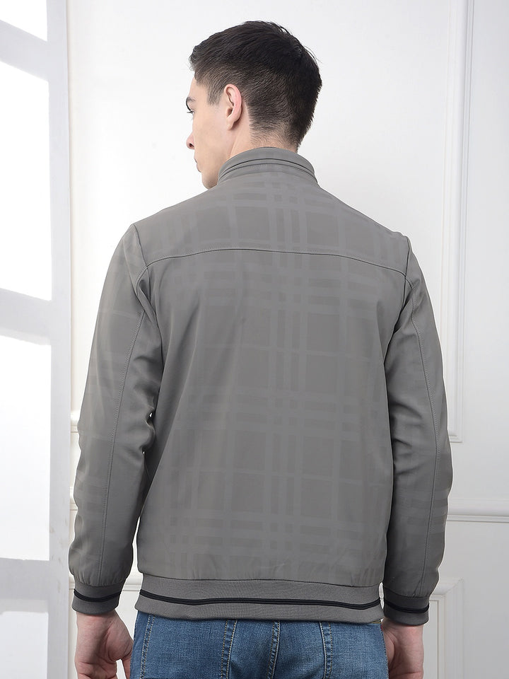Beige Checked Puffer Jacket