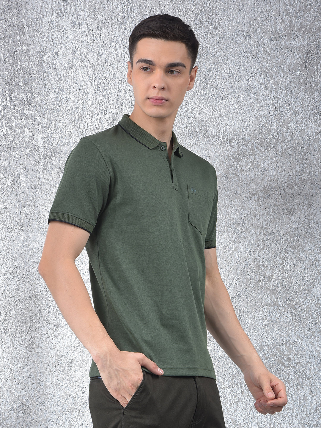 Green Polo Neck T-Shirt-Men T-Shirts-Crimsoune Club