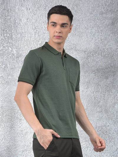 Green Polo Neck T-Shirt-Men T-Shirts-Crimsoune Club