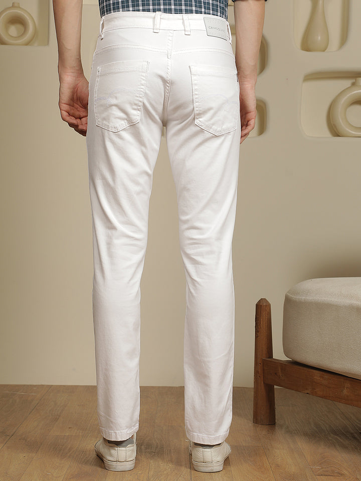 Relaxed Clean White Cotton Jeans