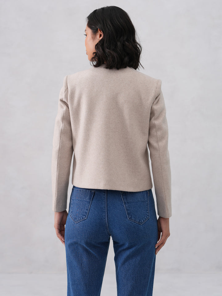 Minimalist Beige Cropped Coat