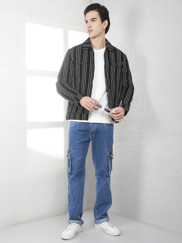 Black Vertical Stripes Shacket