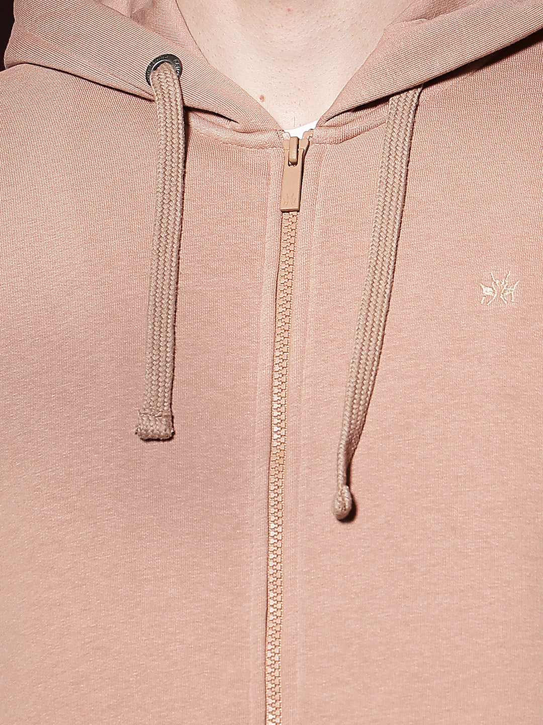 Beige Hooded Neck Front Open Sweatshirt