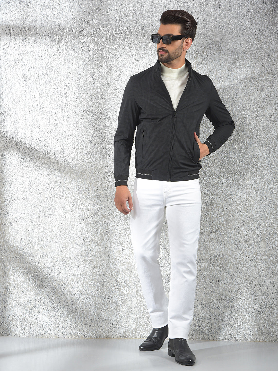 Black Printed Puffer Jacket