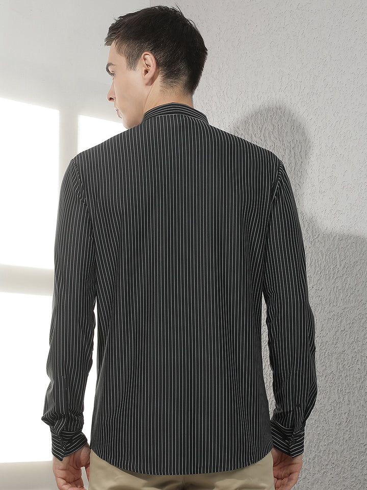 Black Vertical Stripes Shirt