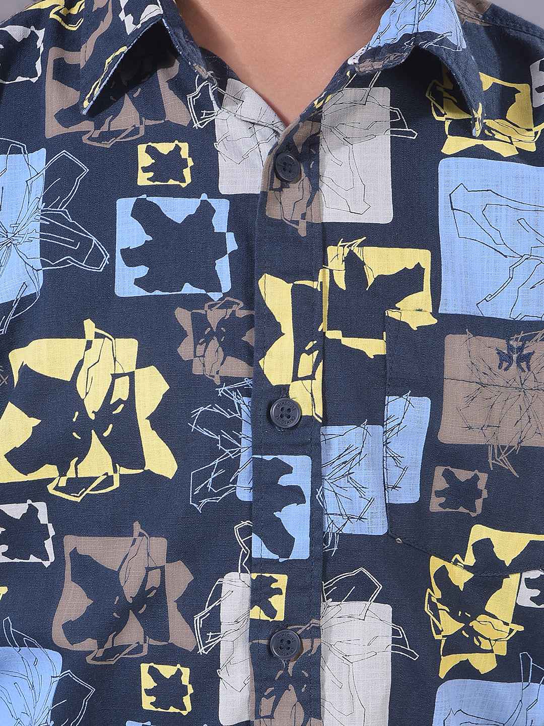 Blue Printed 100% Cotton Shirt