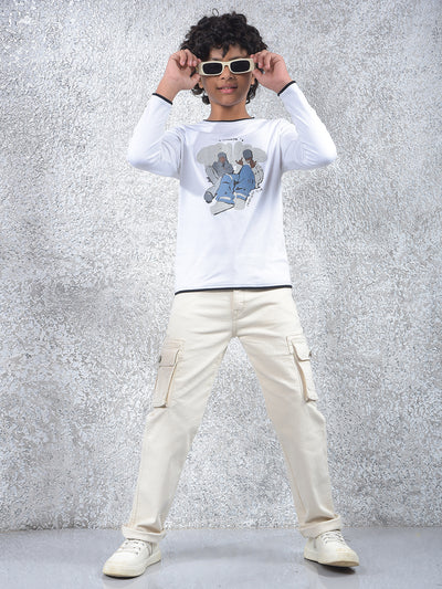 Beige Straight Cargo Jeans