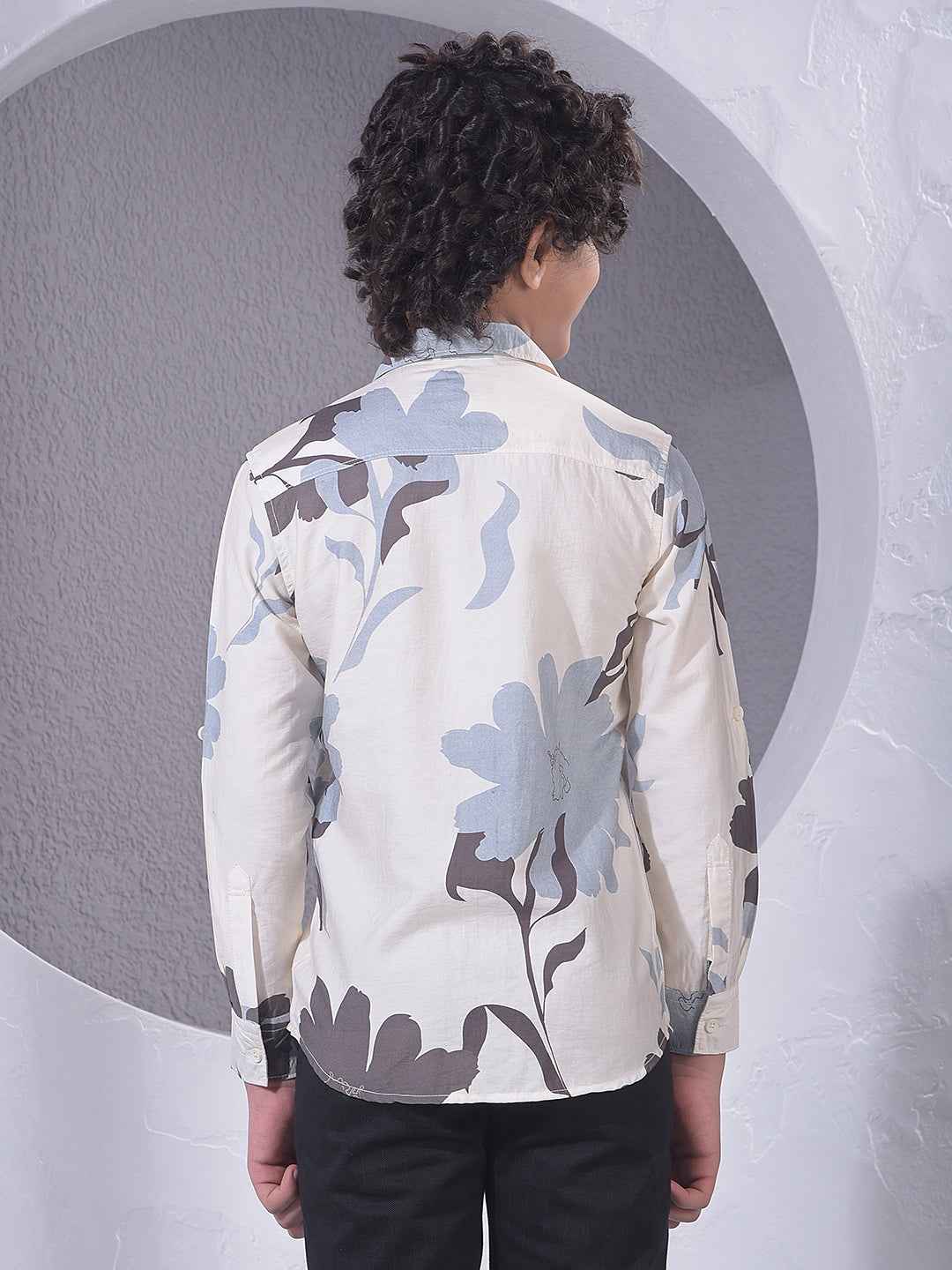 Grey Floral Print Shirt