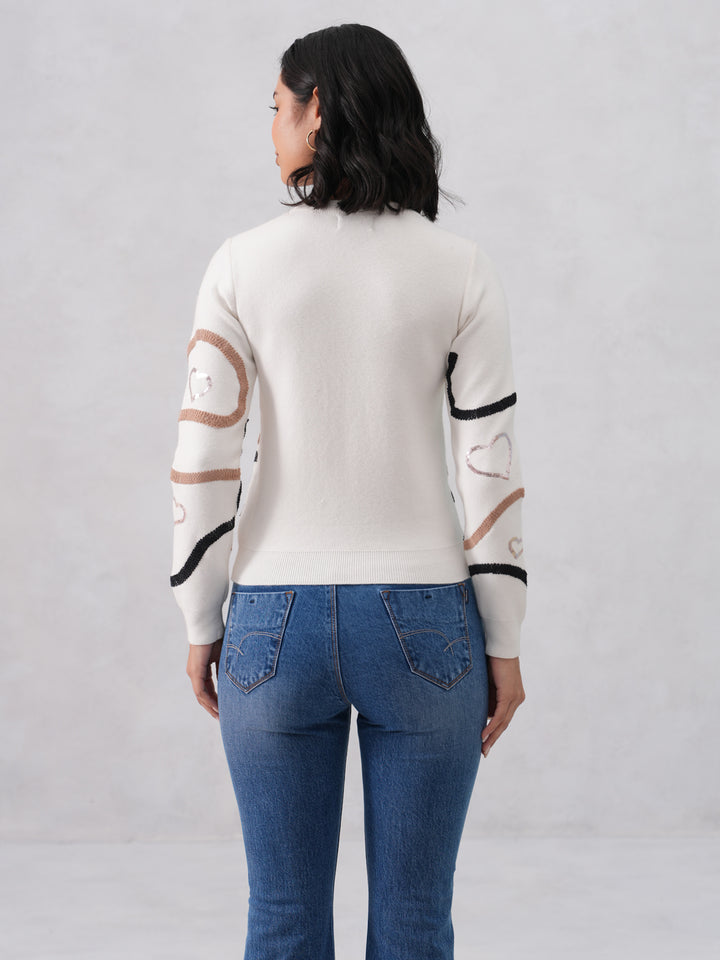 Off White Embroidered Sweater