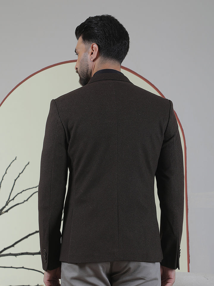 Brown Single Breasted Notch Lapel Blazer
