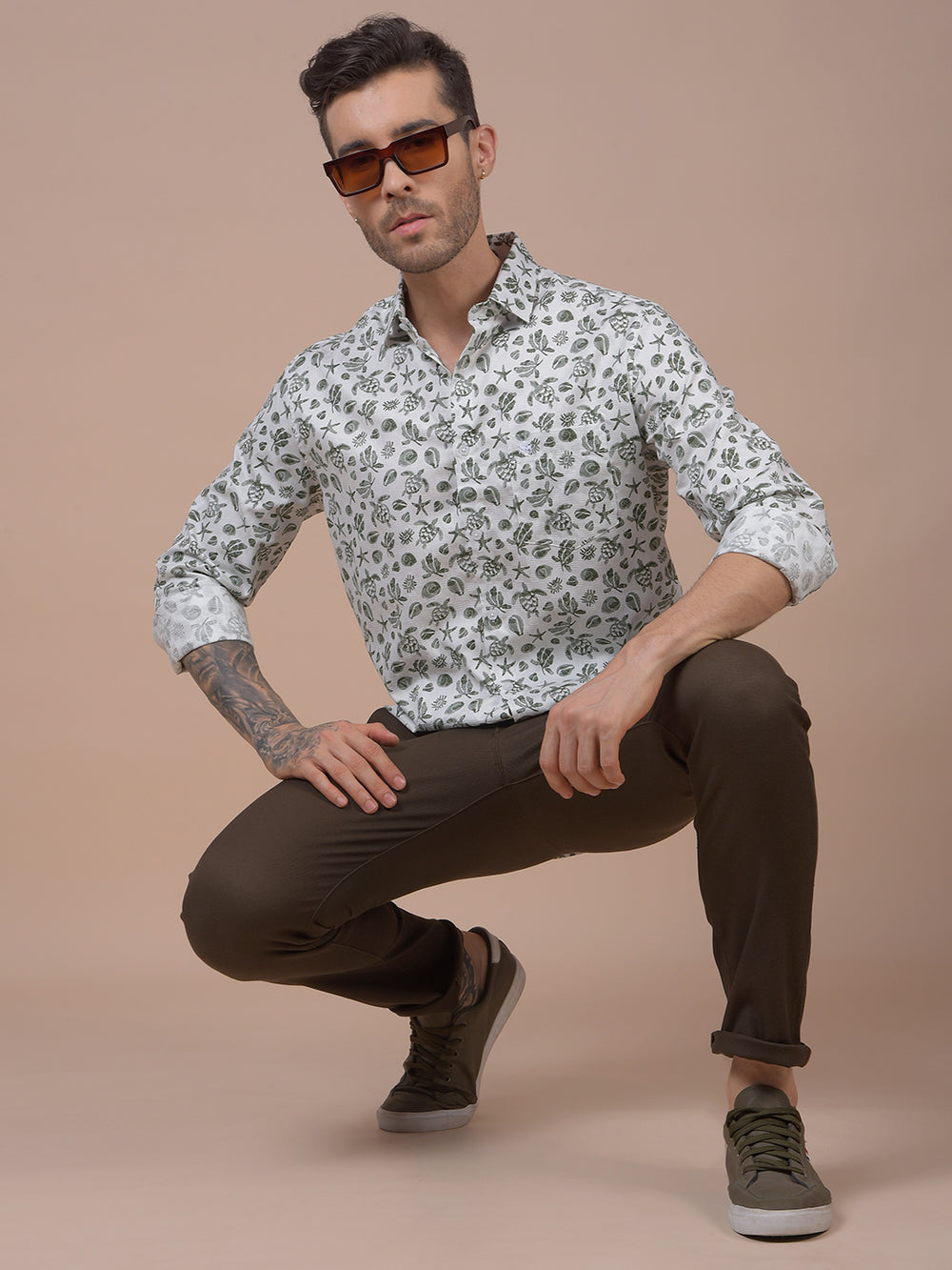 Green Printed 100% Cotton Shirt