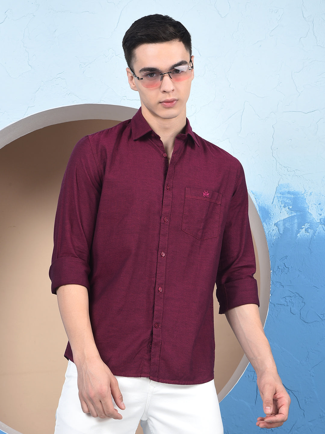 Maroon 100% Cotton Shirt
