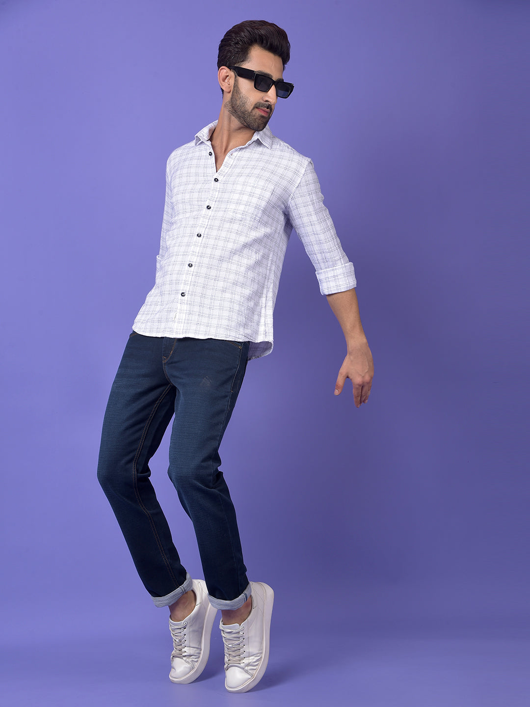 White Checked 100% Cotton Shirt