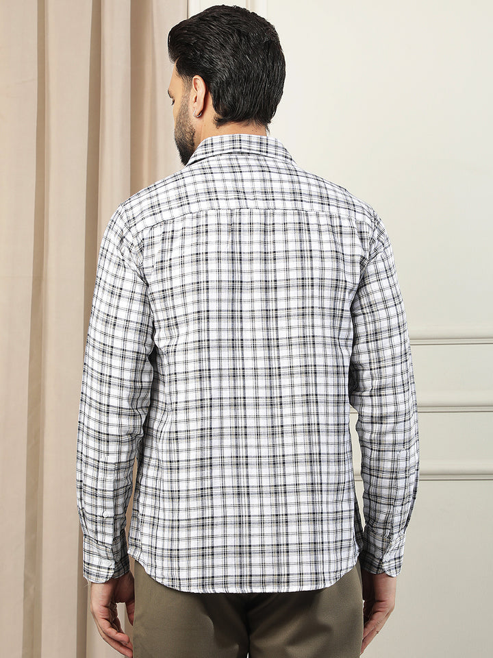 White Checked 100% Cotton Shirt