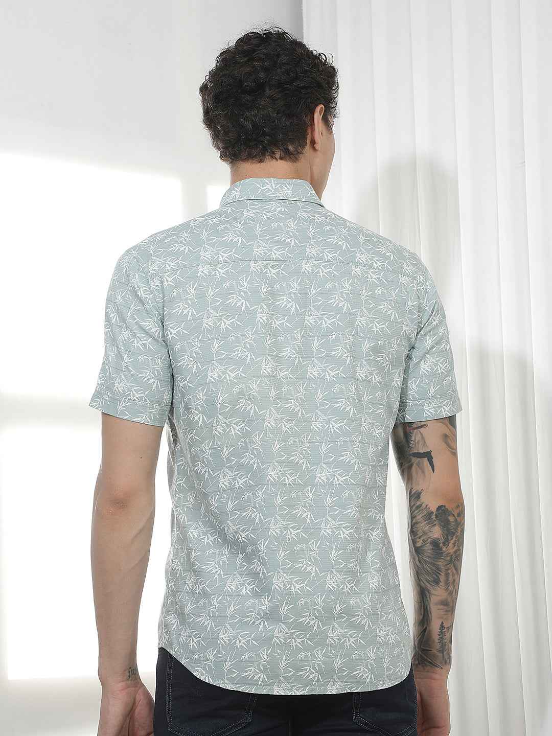Green Botanical Print 100% Cotton Shirt