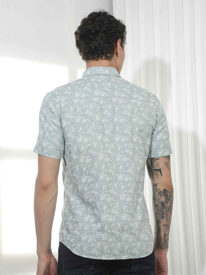 Green Botanical Print 100% Cotton Shirt