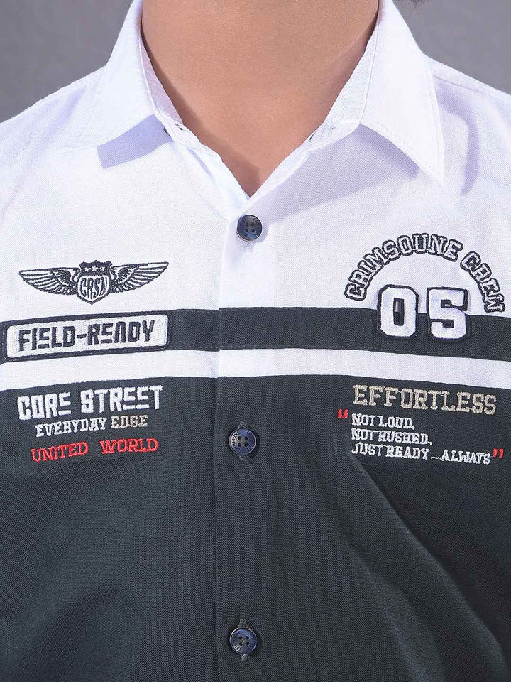 Green Typographic Print 100% Cotton Shirt