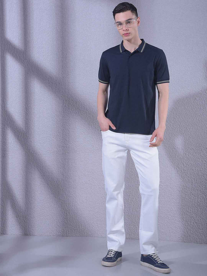 Navy Blue Polo Neck T-Shirt