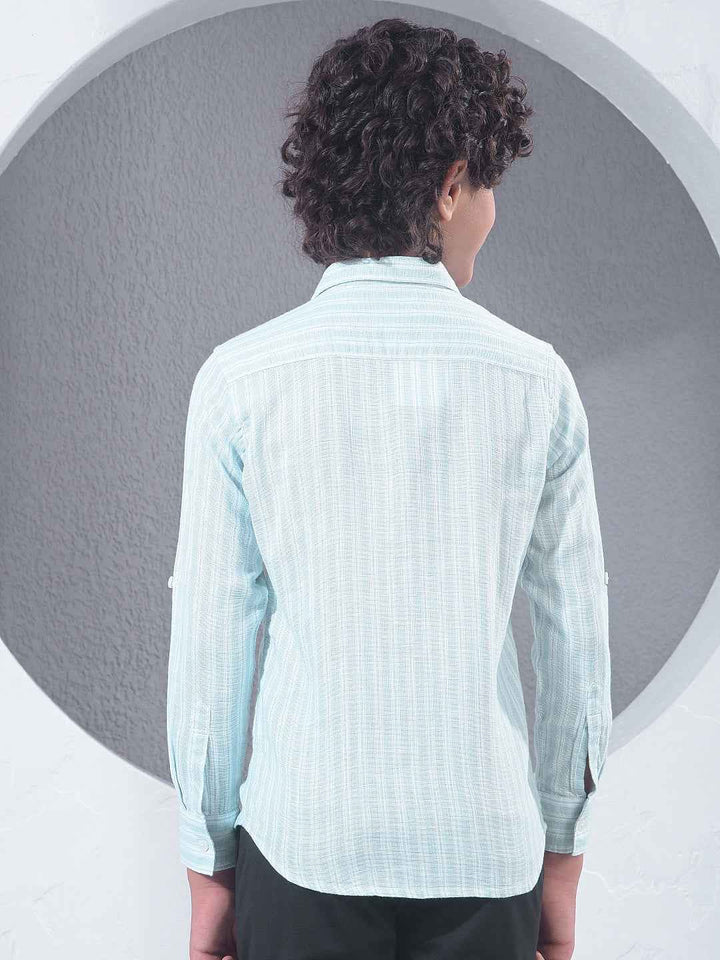 Green Vertical Stripes 100% Cotton Shirt