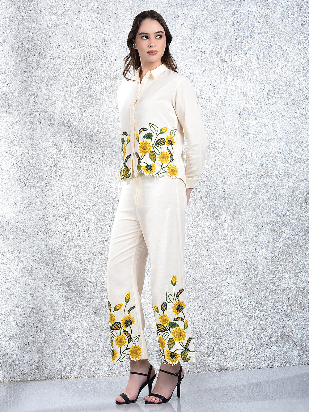 Cream Embroidered Co-Ord Set