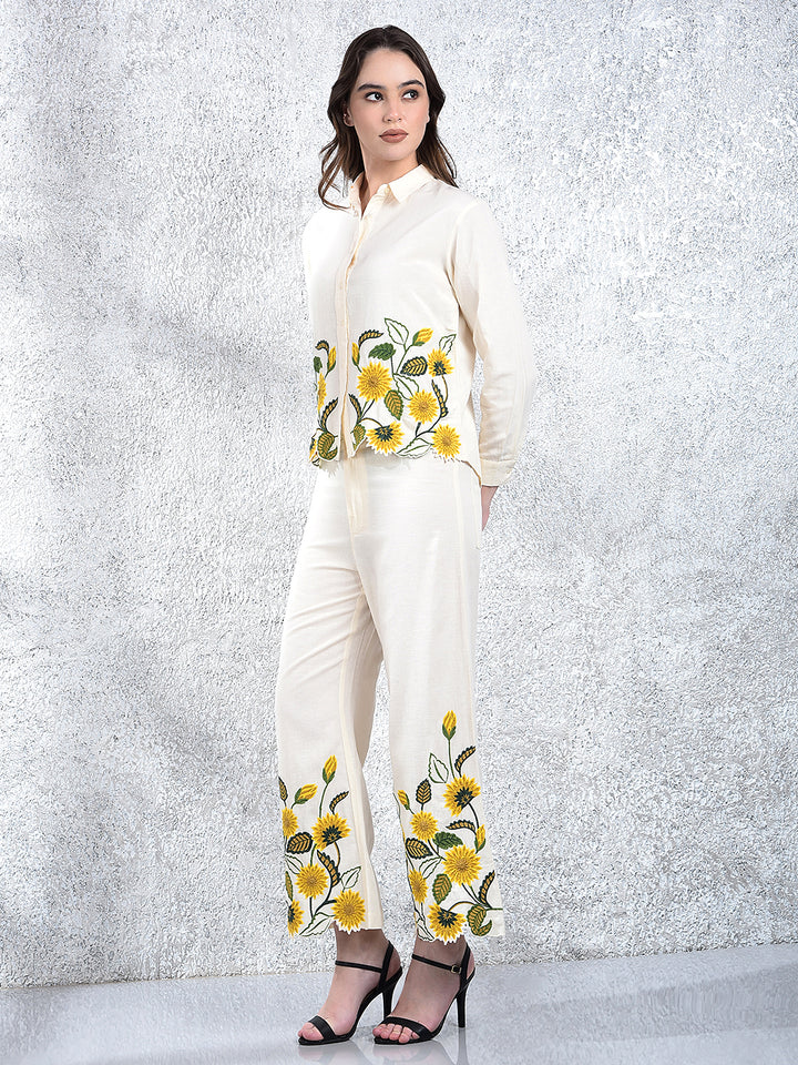 Cream Embroidered Co-Ord Set