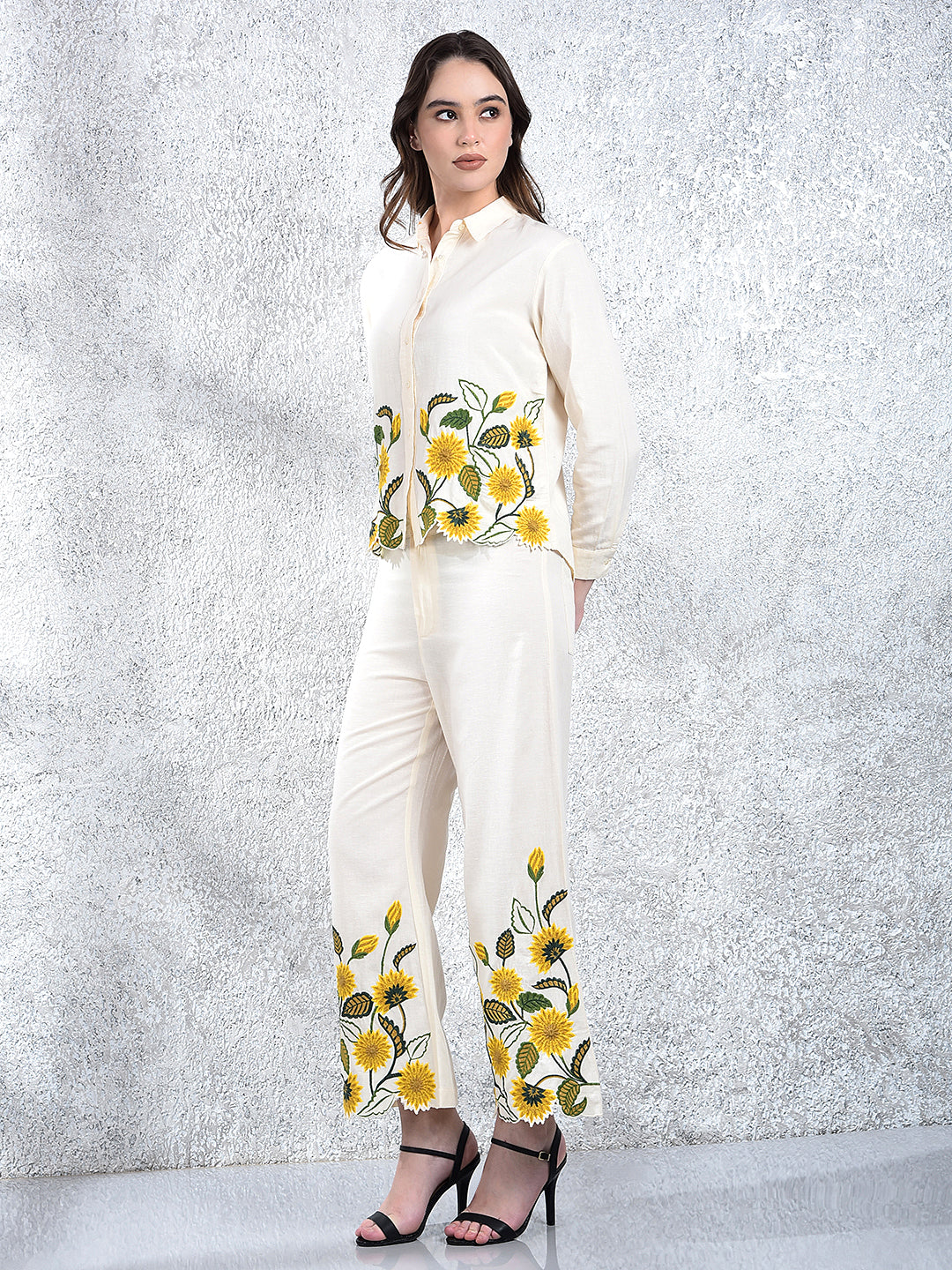 Cream Embroidered Co-Ord Set