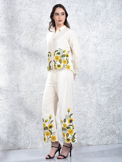 Cream Embroidered Co-Ord Set