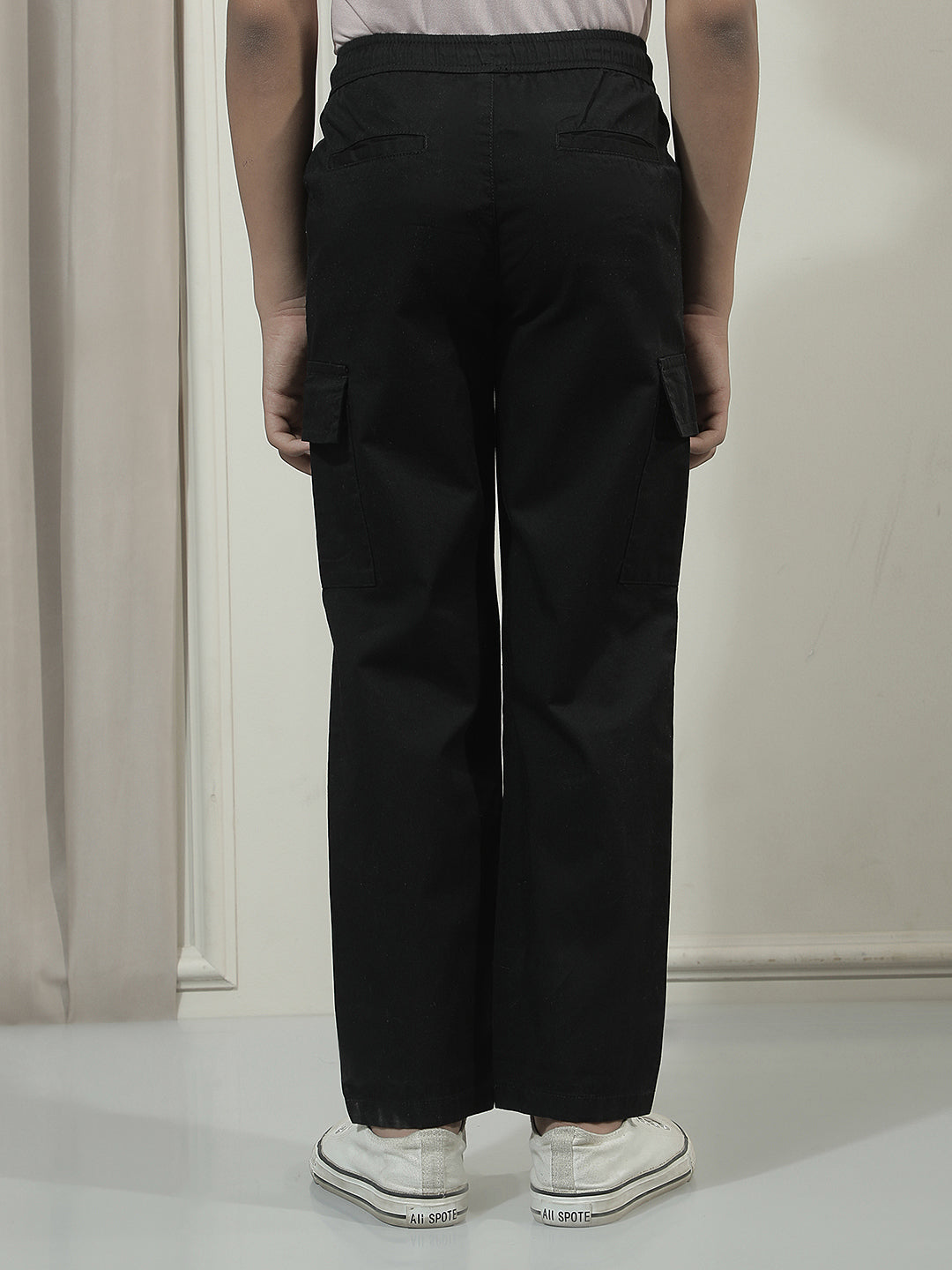 Black 100% Cotton Cargo Trackpants