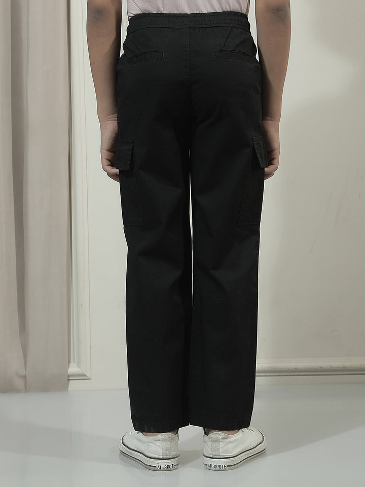 Black 100% Cotton Cargo Trackpants