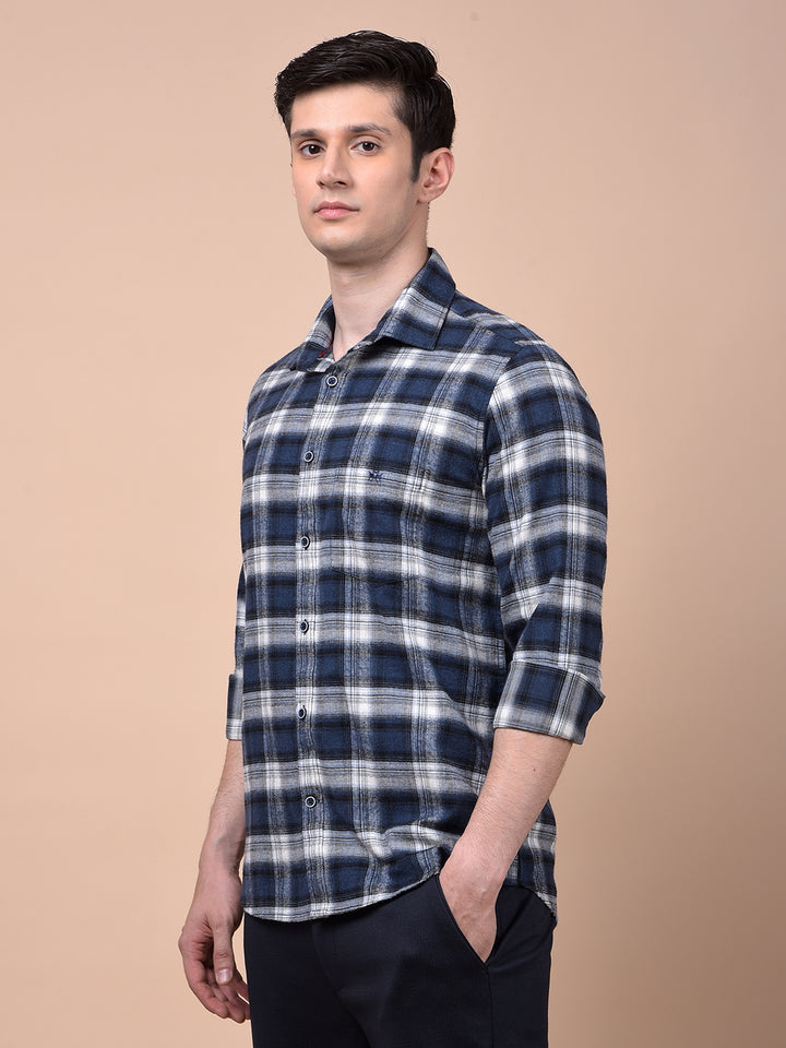 Blue Checked 100% Cotton Shirt