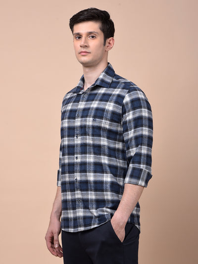 Blue Checked 100% Cotton Shirt