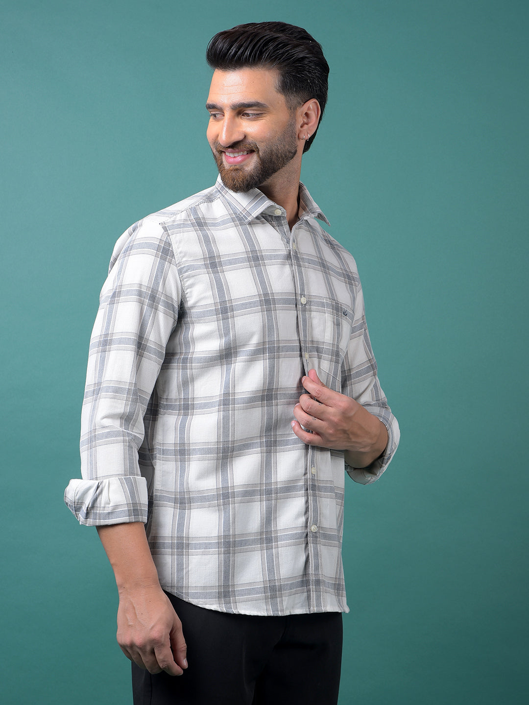 White Checked 100% Cotton Shirt