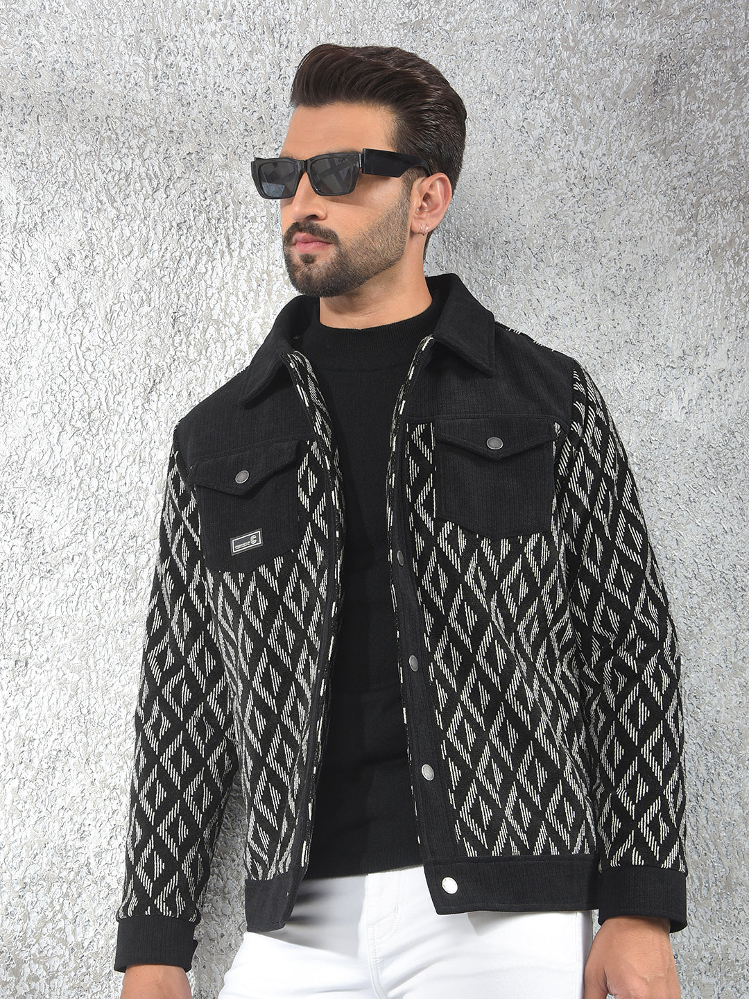 Breathable Black Jacquard Shacket