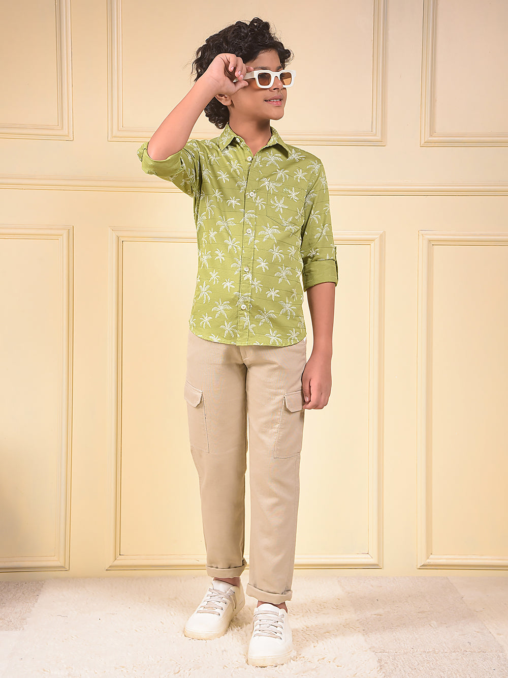 Green Floral Print 100% Cotton Shirt