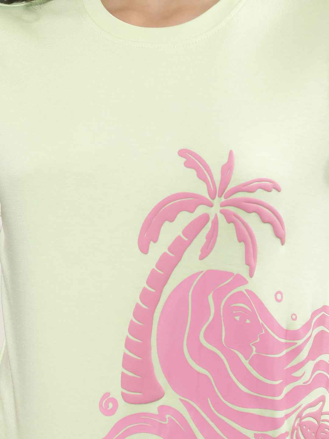Green Graphic Print Crop T-Shirt