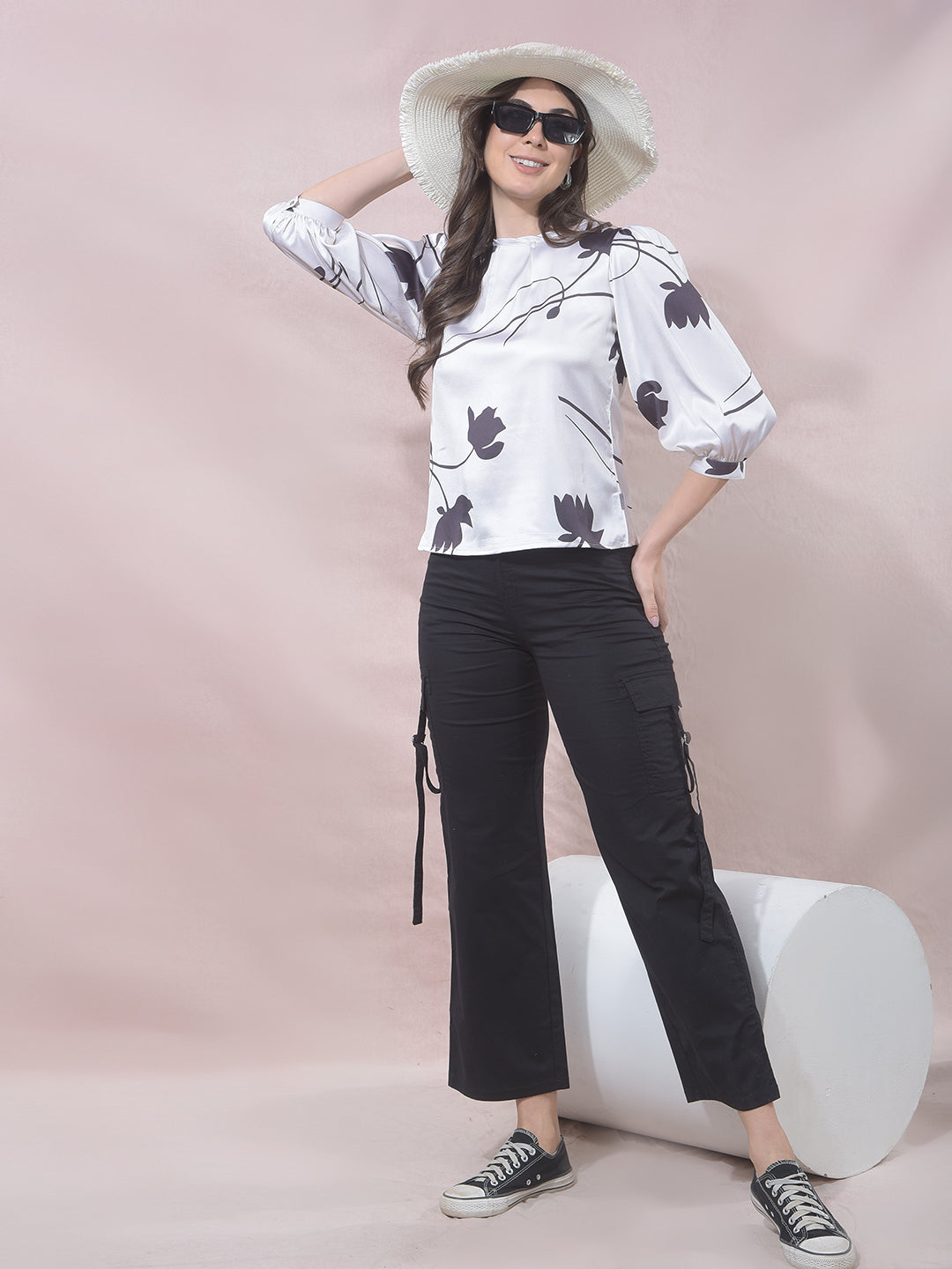 Black Twill Cargo Trousers