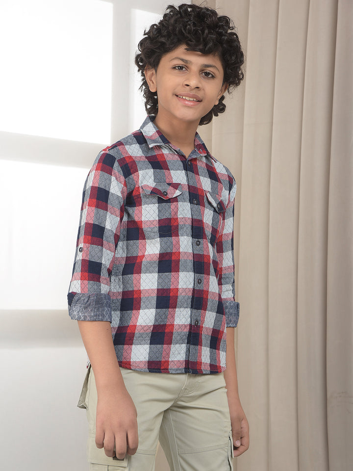 Maroon Checked 100% Cotton Shirt
