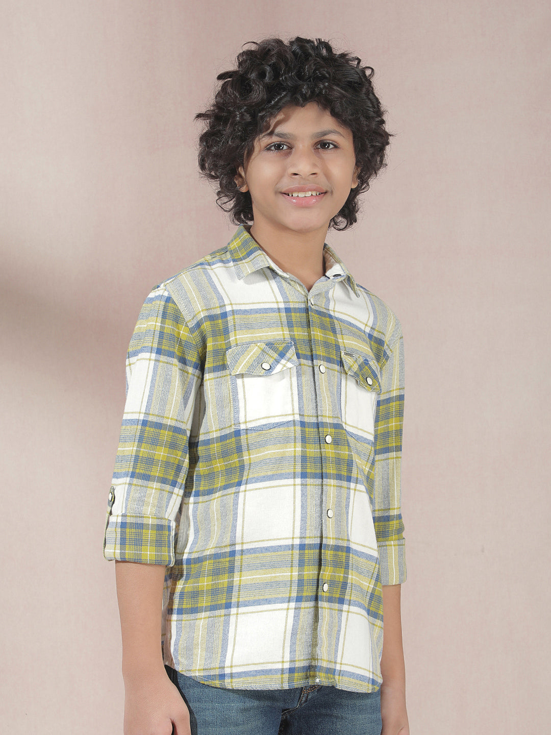 Yellow Checked 100% Cotton Shirt