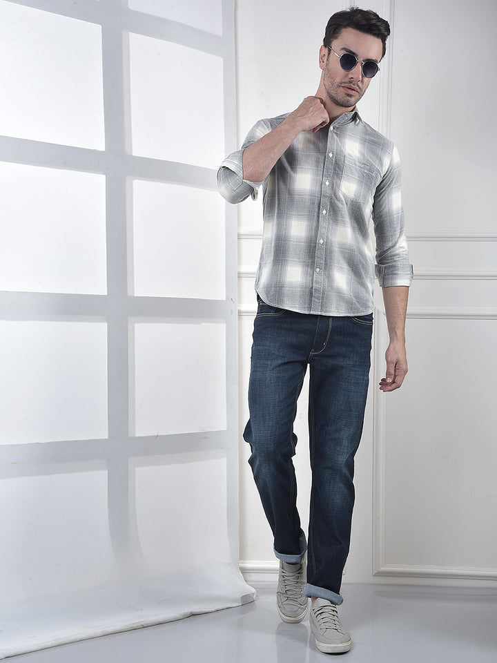 Grey Checked 100% Cotton Shirt
