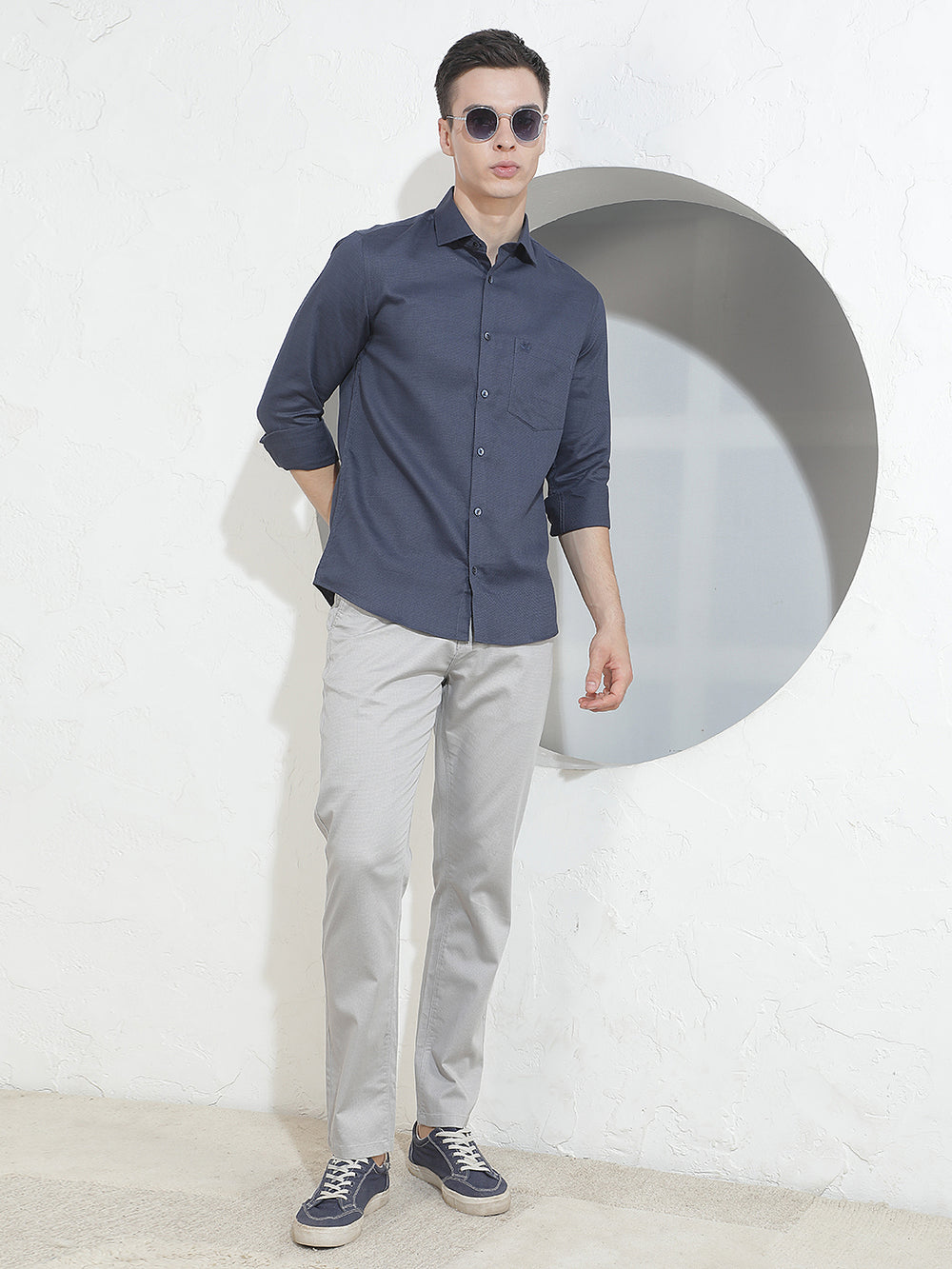 Classic Charcoal Grey Printed Trousers