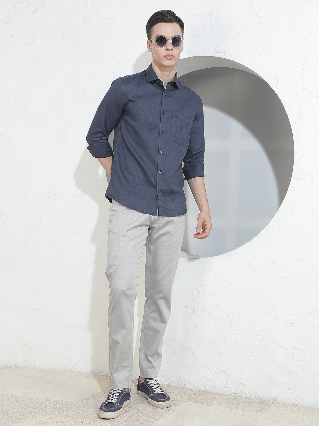 Classic Charcoal Grey Printed Trousers